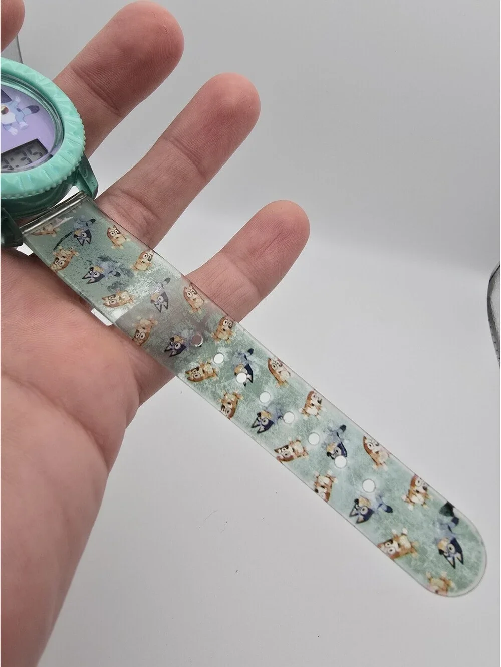 Accutime Bluey Kids Quartz Digital Backlight Watch Green Plastic Case Strap